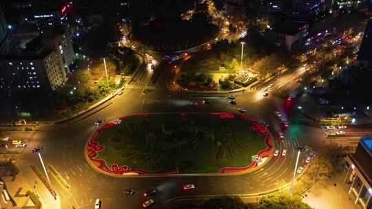 南京市市区马路车流夜景航拍延时