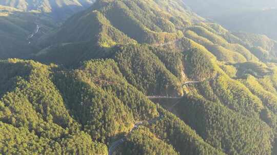 秋天午后航拍安徽省黄山市璜尖岭风景