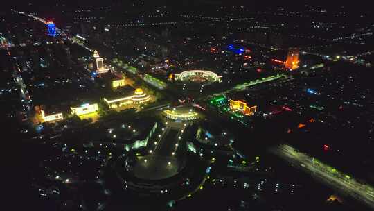 河南济源城市夜景航拍