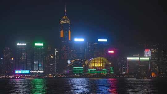 香港会展中心_中环广场夜景视频4K