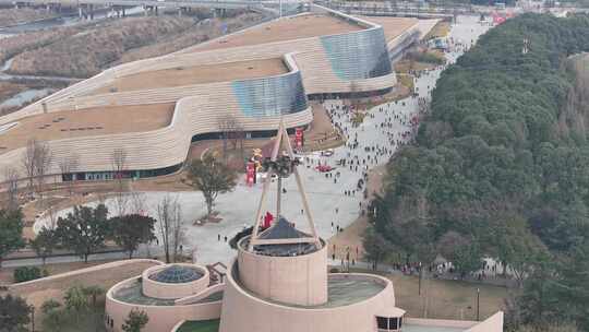 航拍四川广汉三星堆博物馆冬日景色