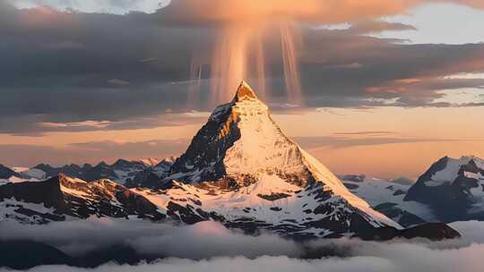 雪山日出壮丽景观