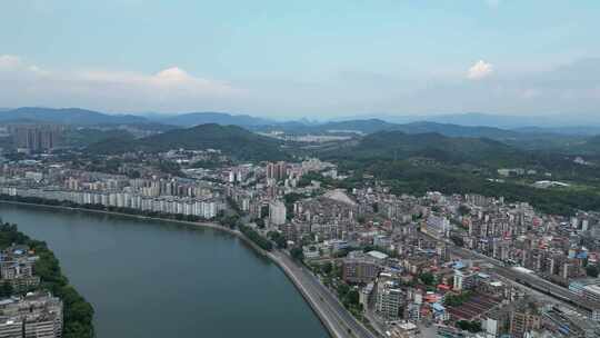 航拍广东韶关大景韶关城市建设