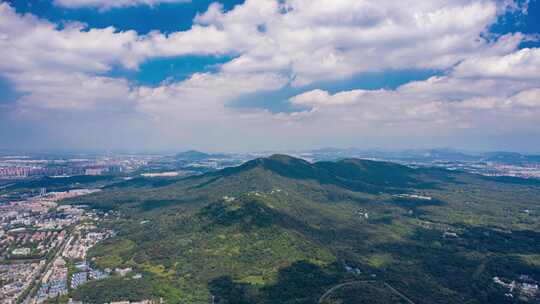 南京紫金山蓝天白云航拍延时