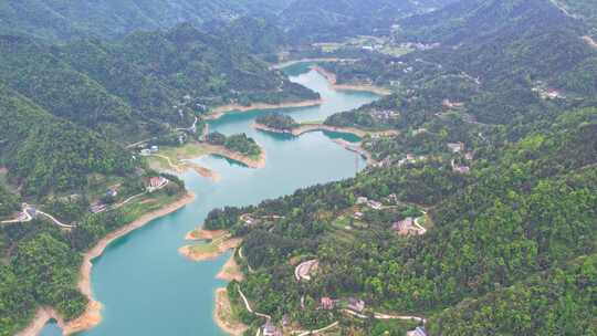 水库湖泊农田水利湖北恩施车坝河水库航拍