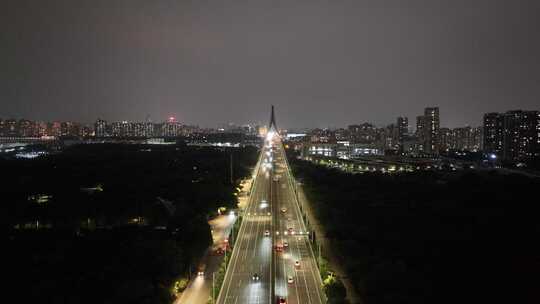 广州番禺大桥夜景航拍