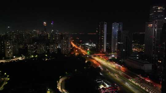 深圳湾南山区夜景航拍