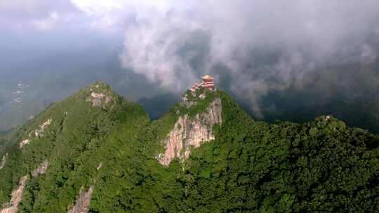 航拍陕西 西安 南五台景区 秦岭山脉视频素材模板下载