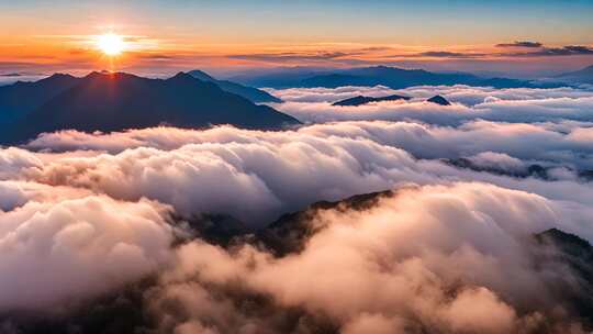 山峦云海日出全景