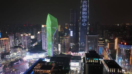 4K重庆观音桥商圈夜景航拍视频素材模板下载