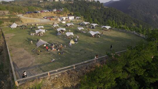 航拍户外露营野餐基地