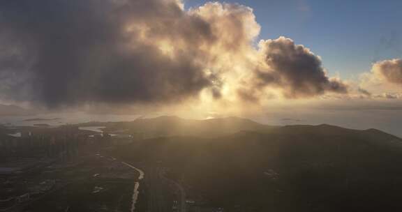 平潭岛清晨日出航拍