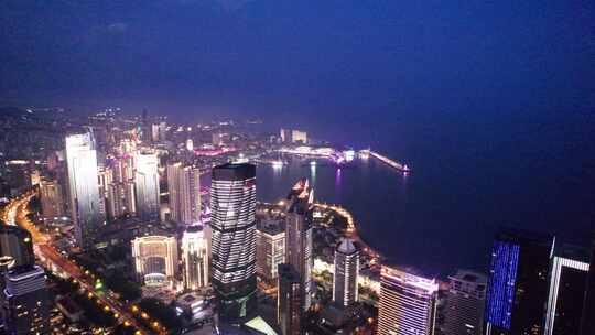 4K 航拍青岛城市夜景