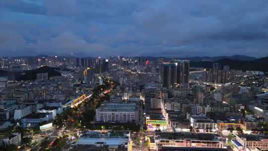 合集广东深圳城市夜幕降临夜景航拍