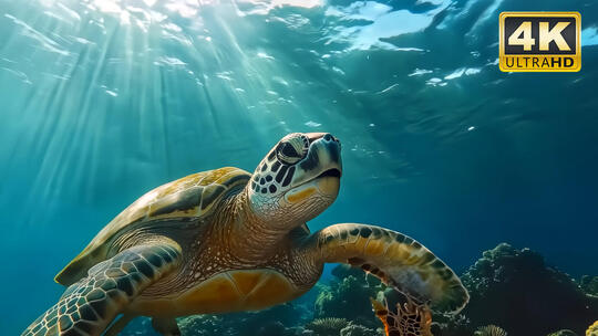 海底世界大海深处风景鱼群珊瑚视频素材5