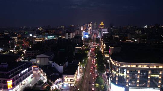 杭州城市航拍空镜-延安路夜景