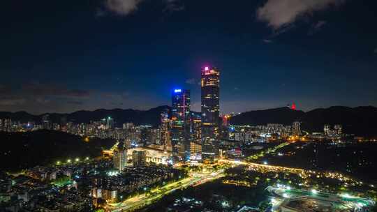 深业上城晚霞夜景大气宣传片航拍延时