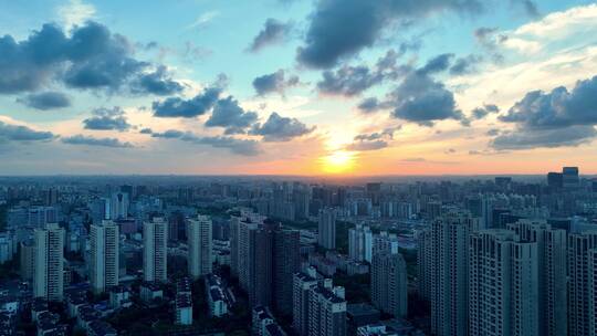 上海日落航拍