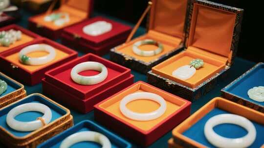 白玉翡翠饰品展示