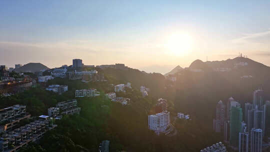 航拍香港太平山山顶住宅