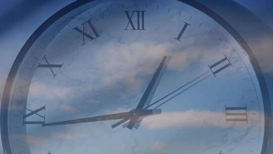 时间倒流时钟特写白云