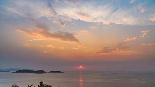 海上日落夕阳暖调延时海面