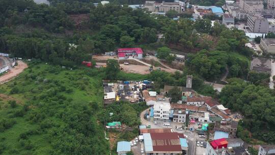 航拍深圳龙华区观澜园林绿化及居住区绿化