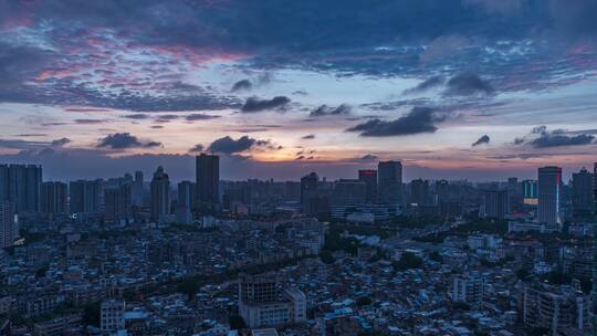 广州城市天空夕阳晚霞火烧云唯美延时风光