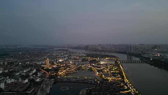 江西抚州文昌里历史文化街区夜景航拍