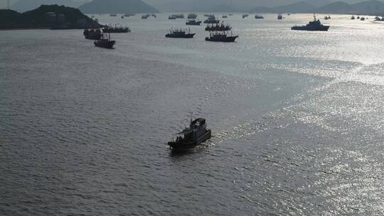 浙江宁波百船齐发大海航拍709