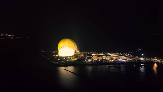 粤港澳大湾区地标珠海夜景日月贝情侣路