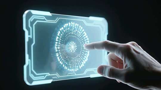 手触摸操作虚拟屏幕未来感高科技人工智能