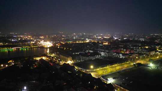 河南开封城市夜景航拍视频素材模板下载
