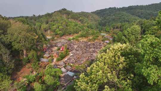 云南普洱市景迈山糯岗古寨古村落航拍风光