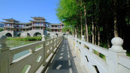 中式 园林 公园 石桥