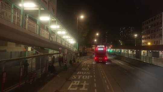 香港屯门街景夜景