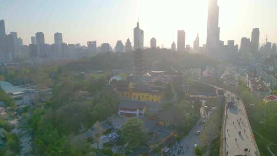 南京市玄武区古鸡鸣寺风景航拍