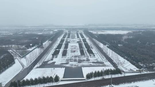 洛阳白马寺齐云塔寺院航拍雪景冬季