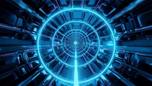科技感蓝色隧道穿梭素材