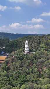 竖版航拍四川宜宾白塔山景区