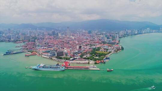 4K马来西亚槟城乔治市航拍视频素材模板下载