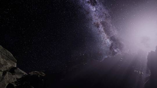 峡谷壁上空的银河