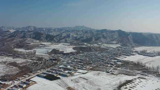 4K航拍北方雪景农村