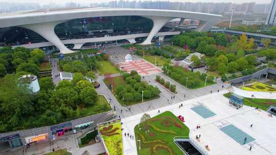 杭州上城区火车东站东广场风景视频素材