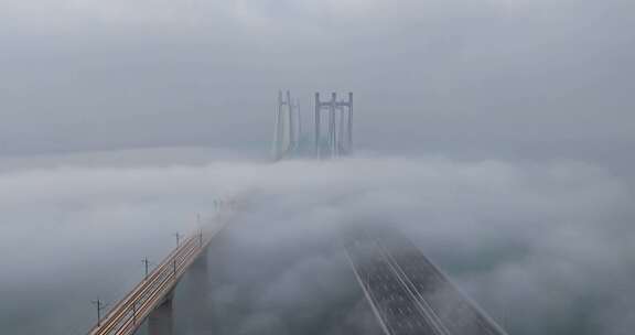 泉州湾跨海大桥平流雾延时摄影