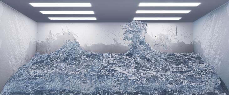 室内3D海浪特效画面