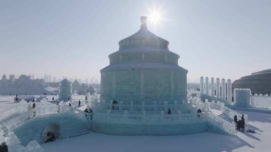 东北冰雪大世界航拍合集2视频素材模板下载
