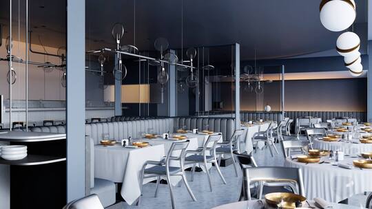 高端酒店餐厅咖啡店4K三维渲染素材