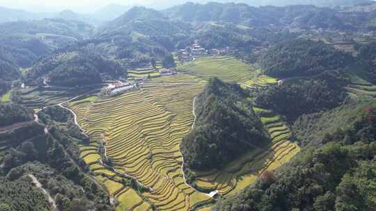 高山梯田农村航拍