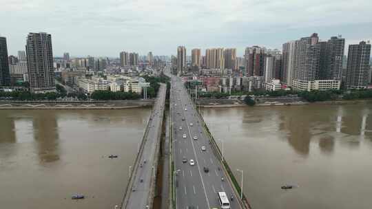 航拍衡阳湘江衡州大道跨江大桥